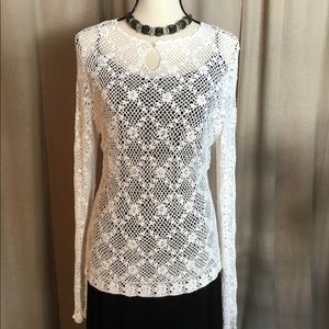 Elegant Crocheted Long Sleeved Sweater